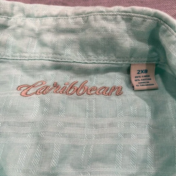 Caribbean Green Casual Button Down Shirt Lightweight Size 2XBIG - Picture 3 of 5